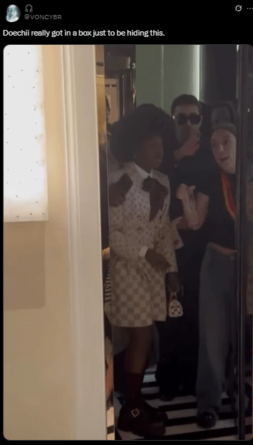 Screenshot from an X post of doechii met gala