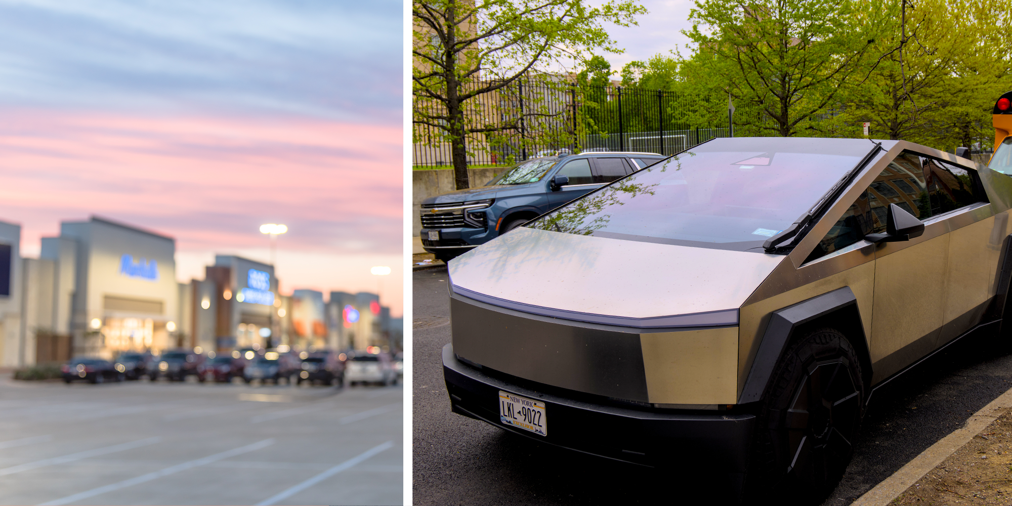 cybertrucks left in mall parking lots