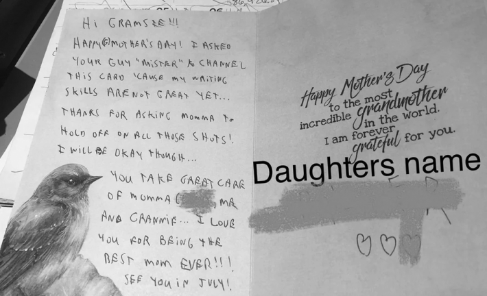 mothers day card forged