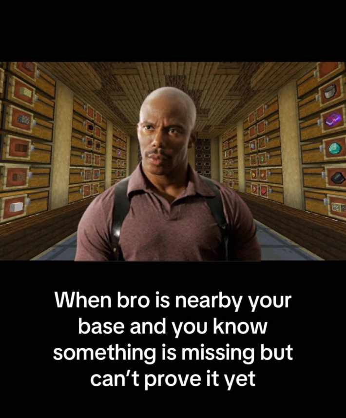 TikTok post of Doakes from 'Dexter' staring. Text overlay reads, "When bro is nearby your base and you know something is missing but can't prove it yet."