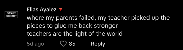 “Where my parents failed, my teacher picked up the pieces to glue me back stronger. Teachers are the light of the world,” commented @pbandjellyous.