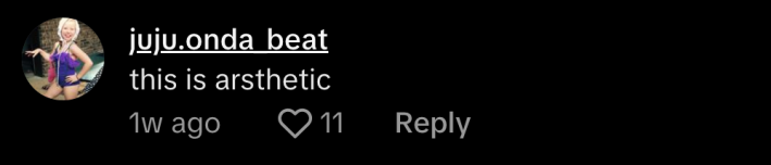 “This is arsthetic,” replied @juju.onda_beat.