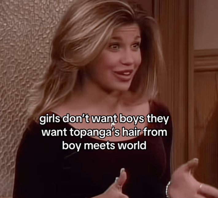 @.netflix3ditss/TikTok 'Girls don't want boys—they want Topanga's hair from Boy Meets World'
