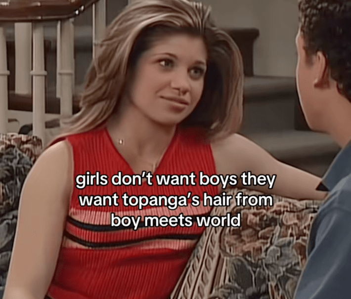 @.netflix3ditss/TikTok 'Girls don't want boys—they want Topanga's hair from Boy Meets World'