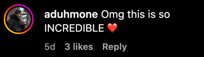 “Omg this is so INCREDIBLE ❤️,” said @aduhmone.