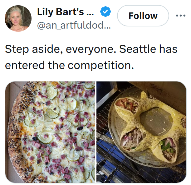 Tweet reading "Step aside, everyone. Seattle has entered the competition."