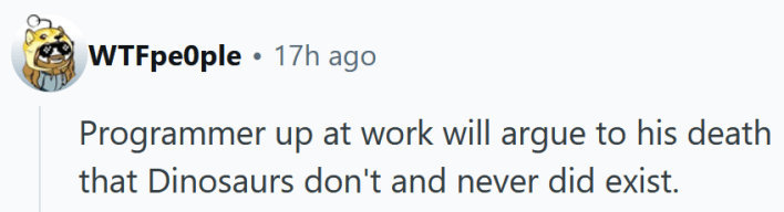 Reddit comment reading ""