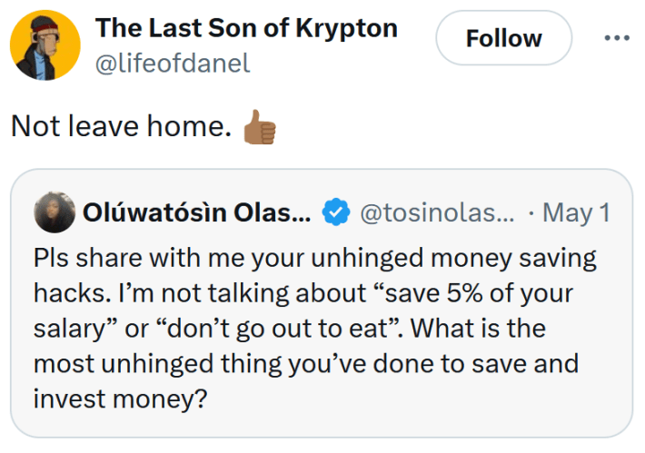 Tweet reading "Not leave home."