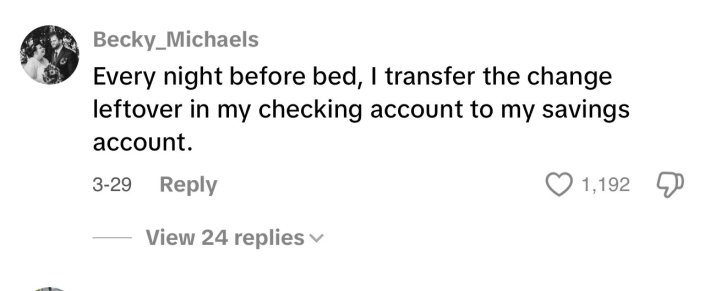 Unhinged money saving hack post about transferring change from checking to savings.