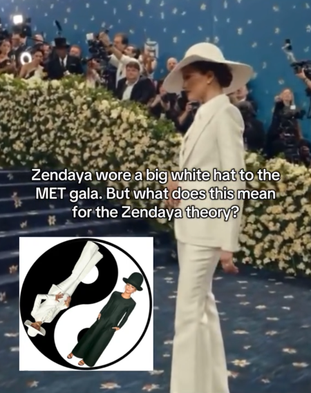 Zendaya hat theory TikTok video about her 2025 Met Gala outfit.