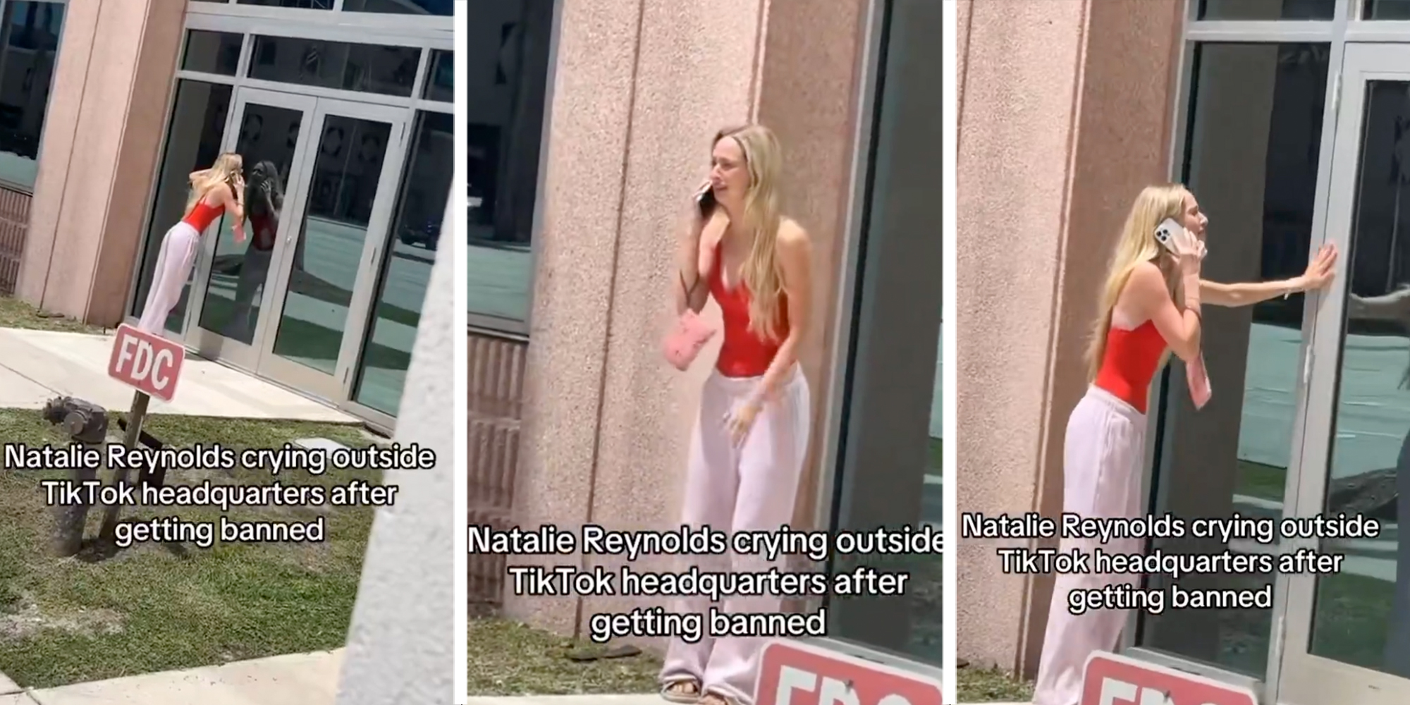 Kick streamer Natalie Reynolds crying outside of TikTok HQ