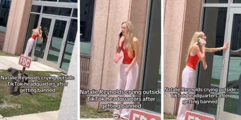 Influencer Natalie Reynolds sobs outside TikTok HQ after account ban