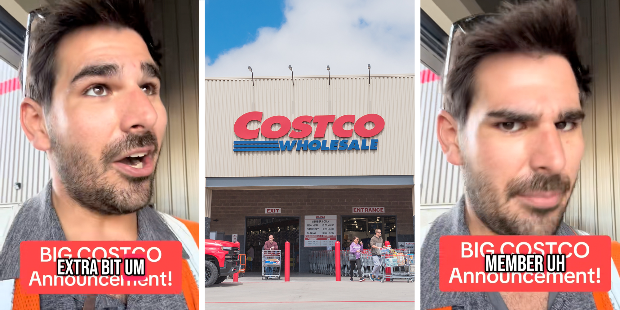 Costco worker explains new hours. Costco grey storefront