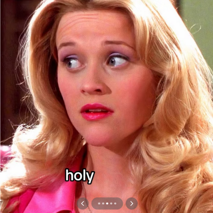Nepo baby holy airball TikTok video with an image of Reese Witherspoon in Legally Blonde.