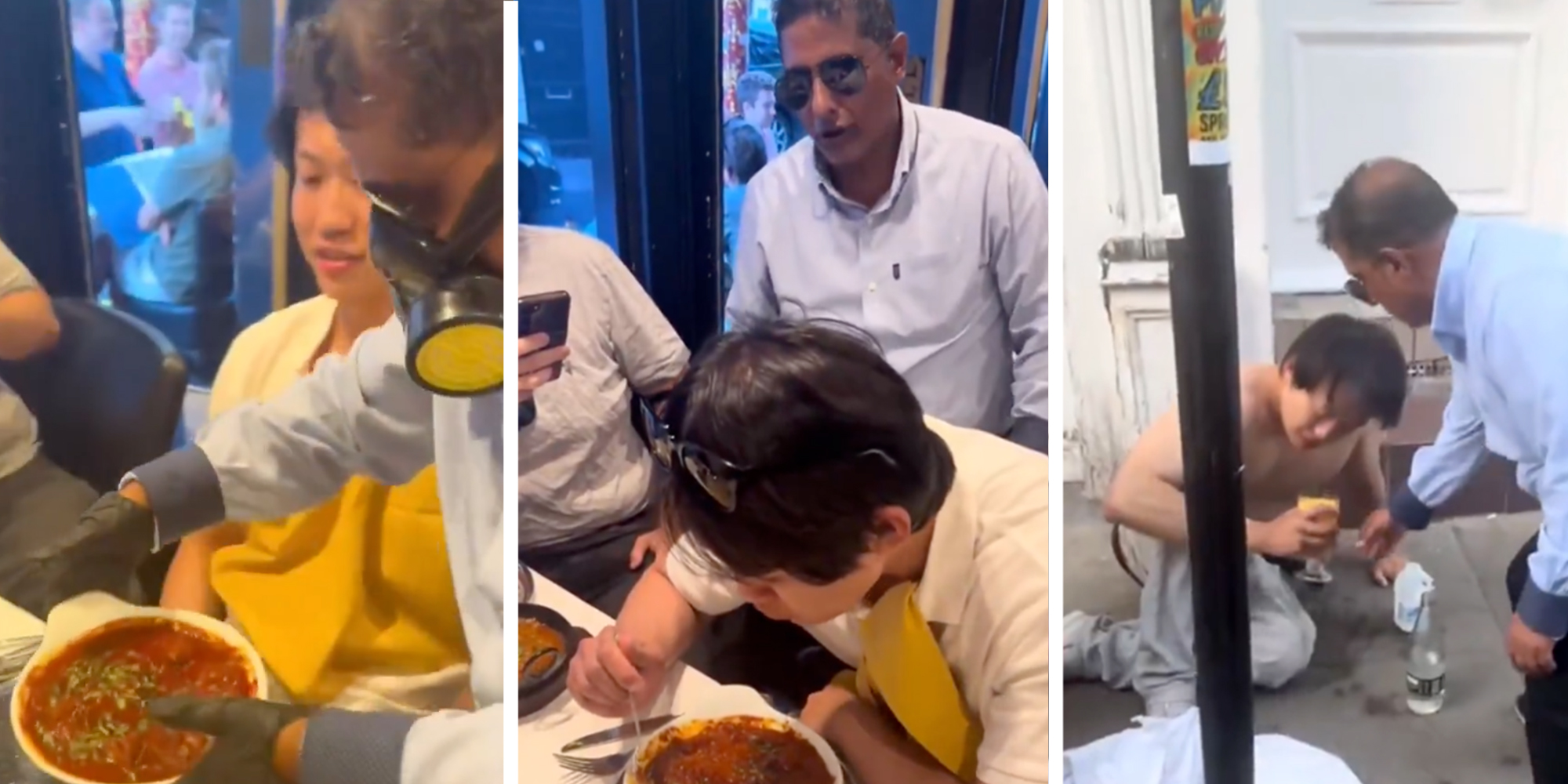 Man trying the "Hottest Curry Challenge" from London restaurant Bengal Village
