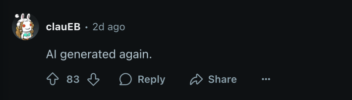 “AI generated again.”