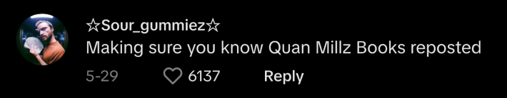 @sour_gummiez alerted @mcnashin: “Making sure you know Quan Millz Books reposted.”