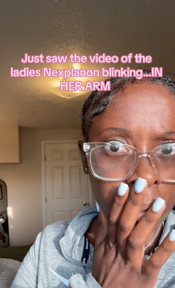 @pocksizedlov/TikTok, Just saw the video of the ladies Nexplanon blinking... IN HER ARM