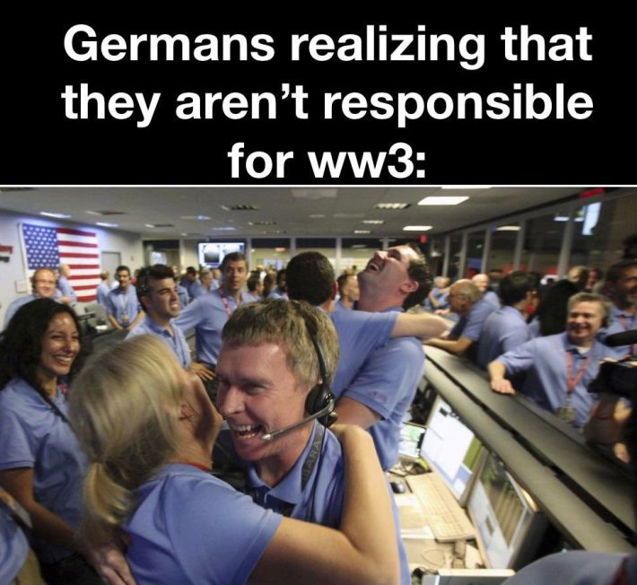 Israel attacking Iran meme about Germans not being responsible for WWIII.