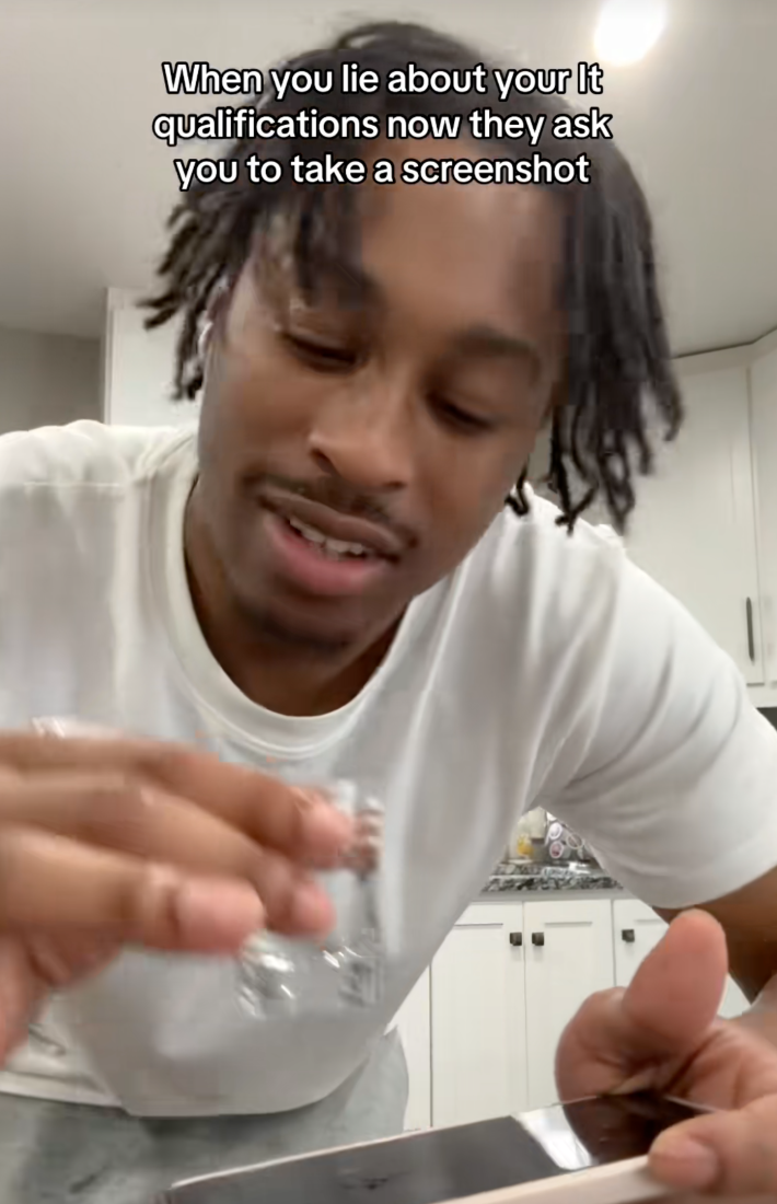 when you lie about your IT qualifications now they ask you to take a screenshot