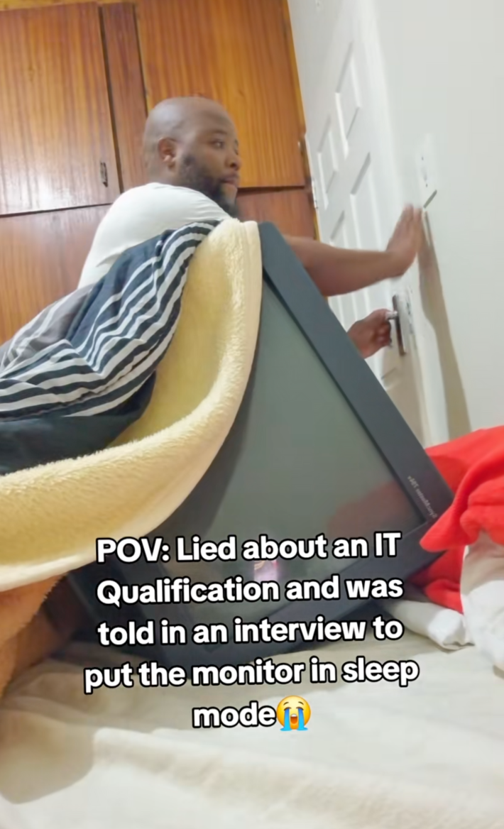lied about an IT qualification. and was told in an interview to put the monitor in sleep mode