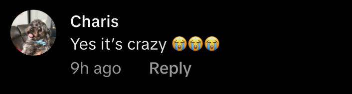 “Yes it’s crazy 😭😭😭,” agreed @charis_75.