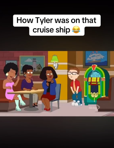 Tyler from Carnival Cruise meme referencing American Dad.