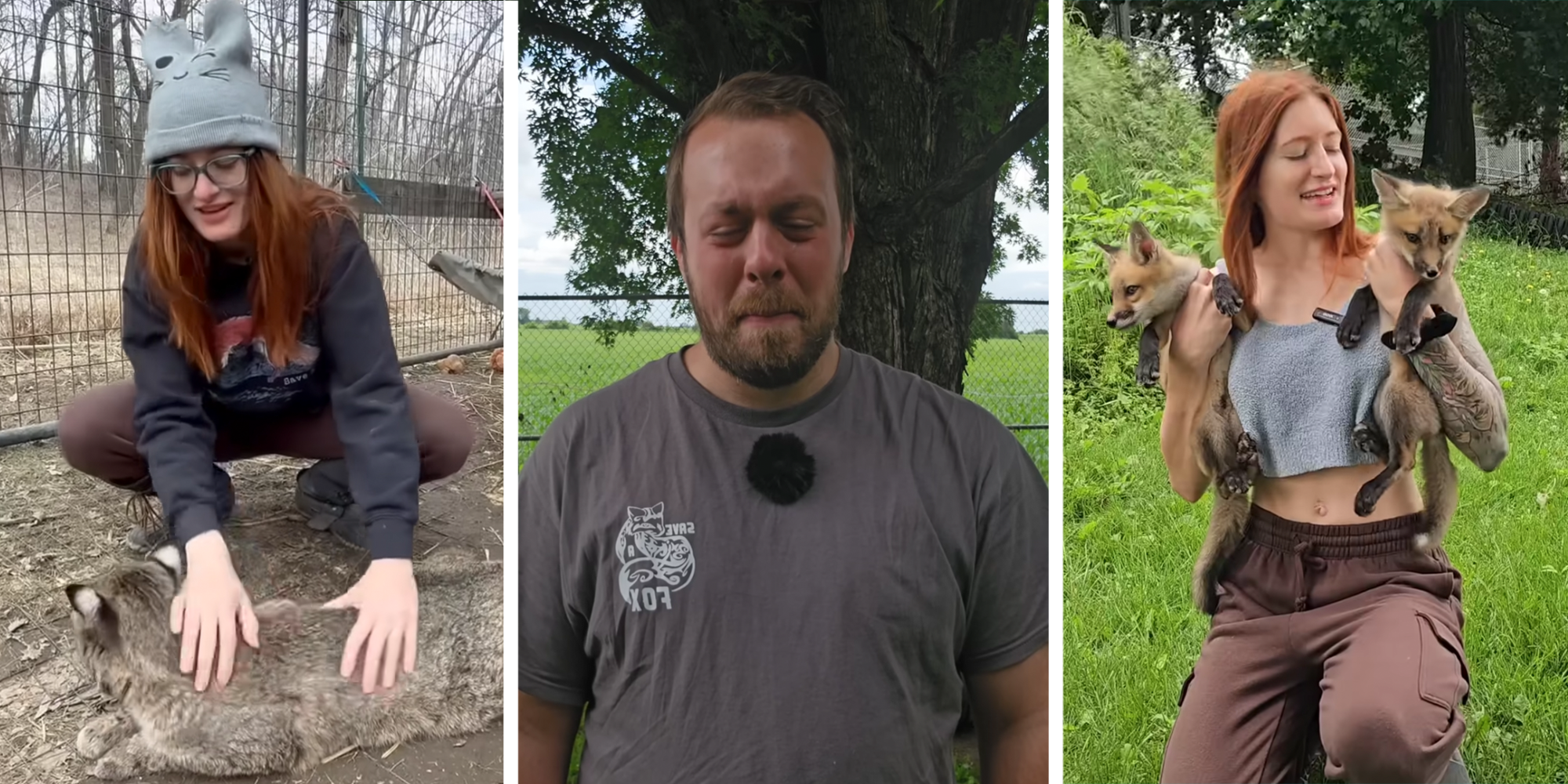 YouTuber Mikayla Raines cuddles up with two fox cubs and a baby bobcat. Her husband shares a heartbreaking message.