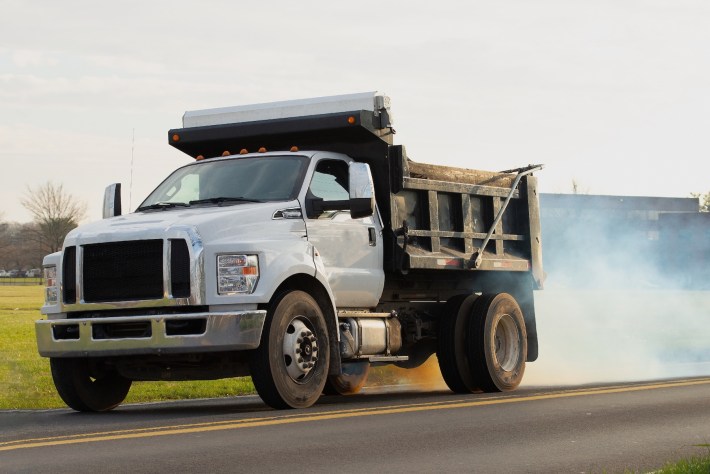 truck and smoke from the truck car ecology