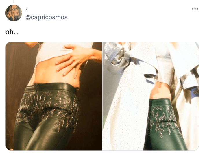 Photos of Suki Waterhouse's tight leather pants that caused her hernia.