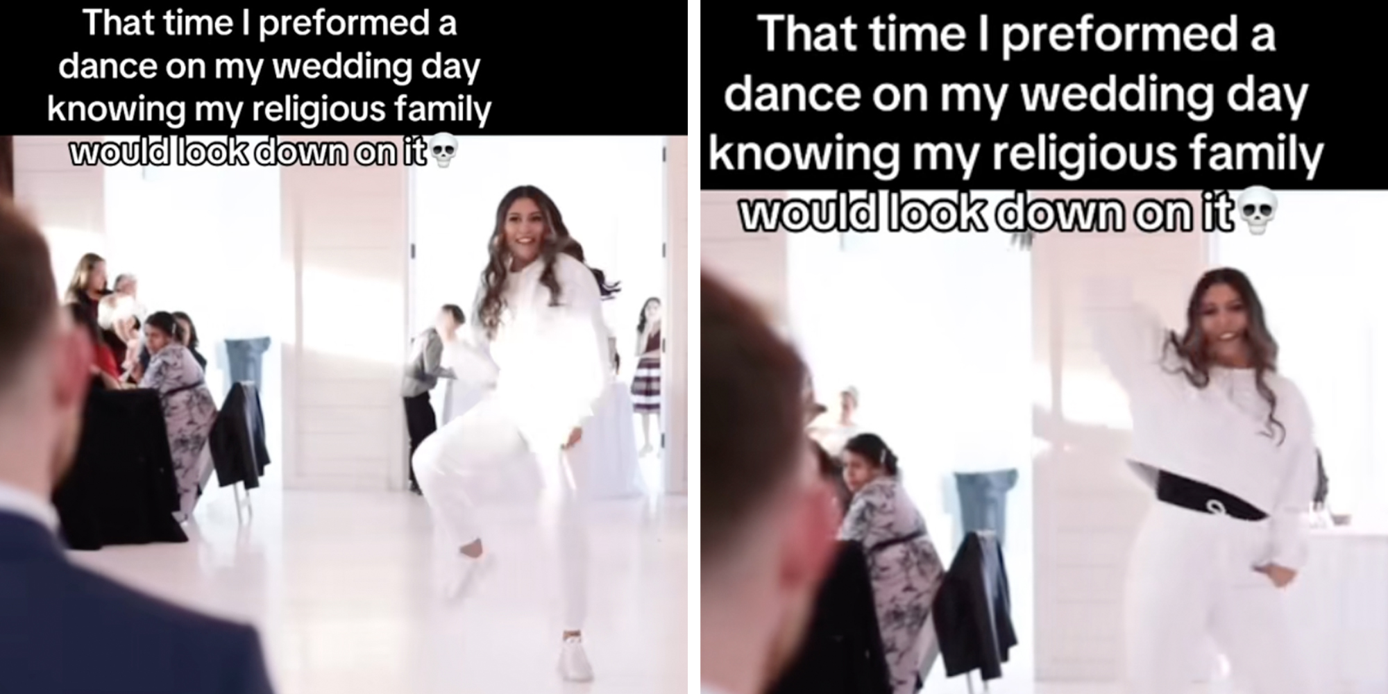 Woman dancing on her wedding day