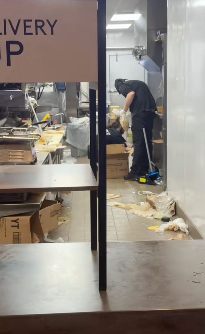 Screenshot of the video of a dirty Taco Bell.