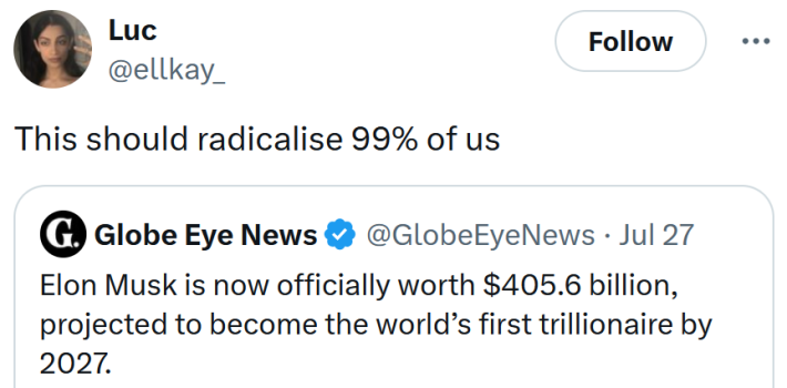 Tweet reading "This should radicalise 99% of us"