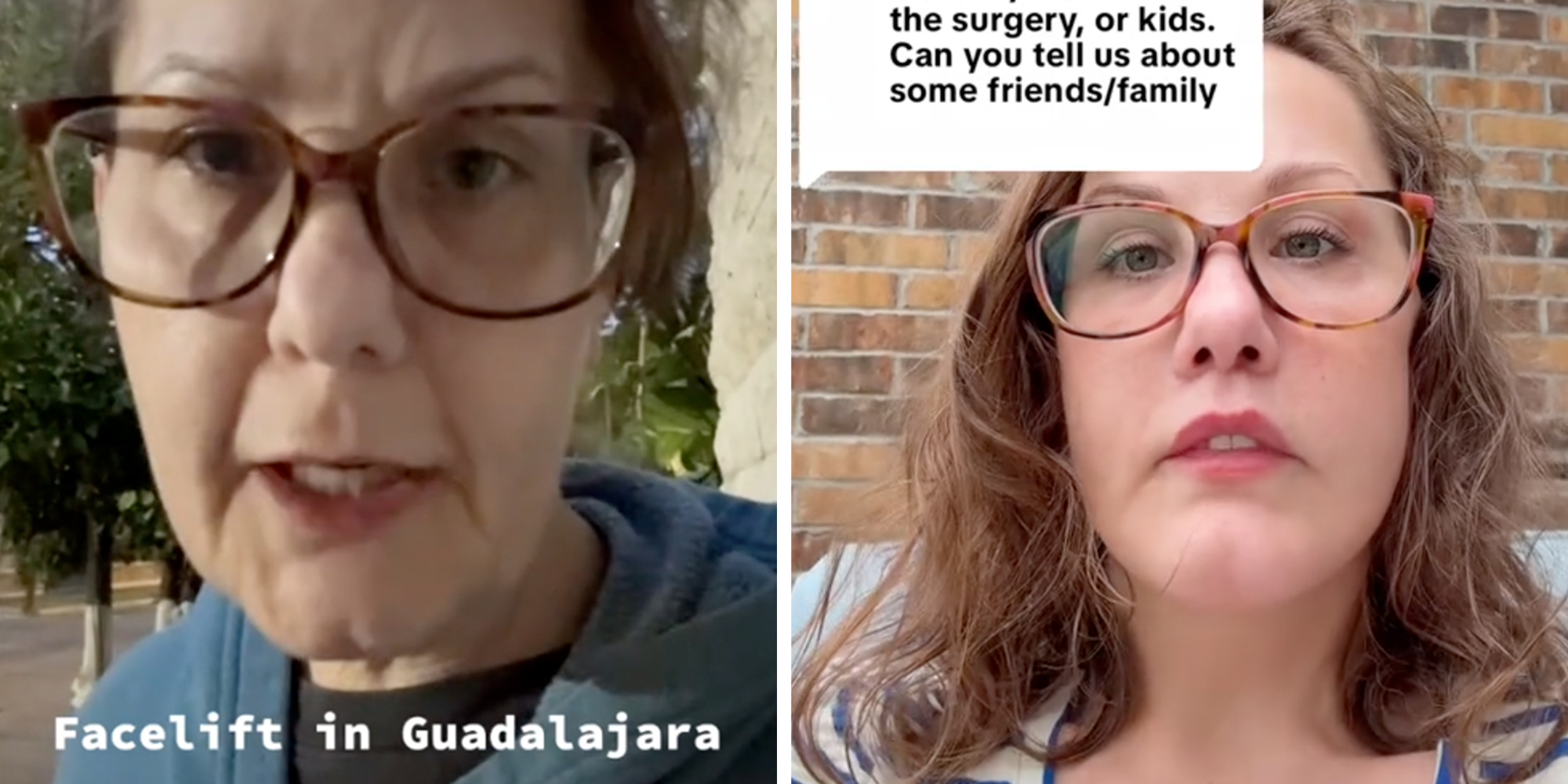 Left: Guadalajara facelift lady Michelle Wood before her operation Right: Guadalajara facelift lady Michelle Wood after her operation explaining her childrens' response