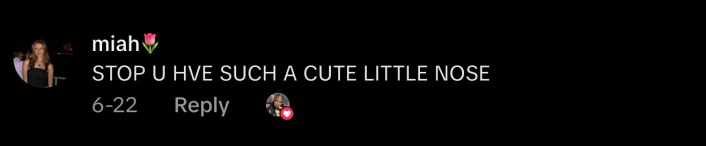 “STOP U HAVE SUCH A CUTE LITTLE NOSE.”