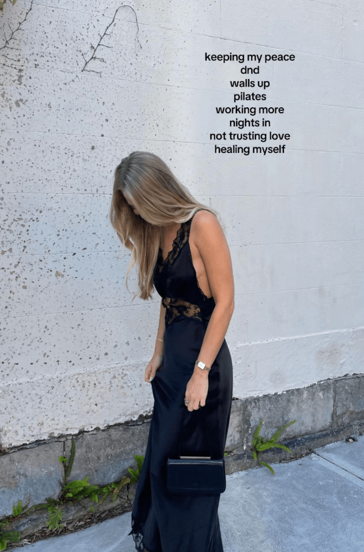 “keeping my peace, dnd, walls up, pilates, working more, nights in, not trusting love, healing myself.”