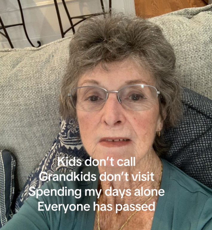 “Kids don’t call, Grandkids don’t visit, Spending my days alone, Everyone has passed.”