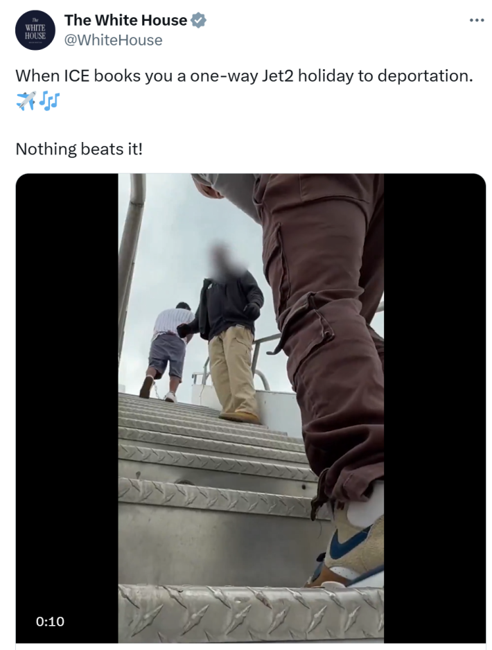 The White House's video montage of people being deported.