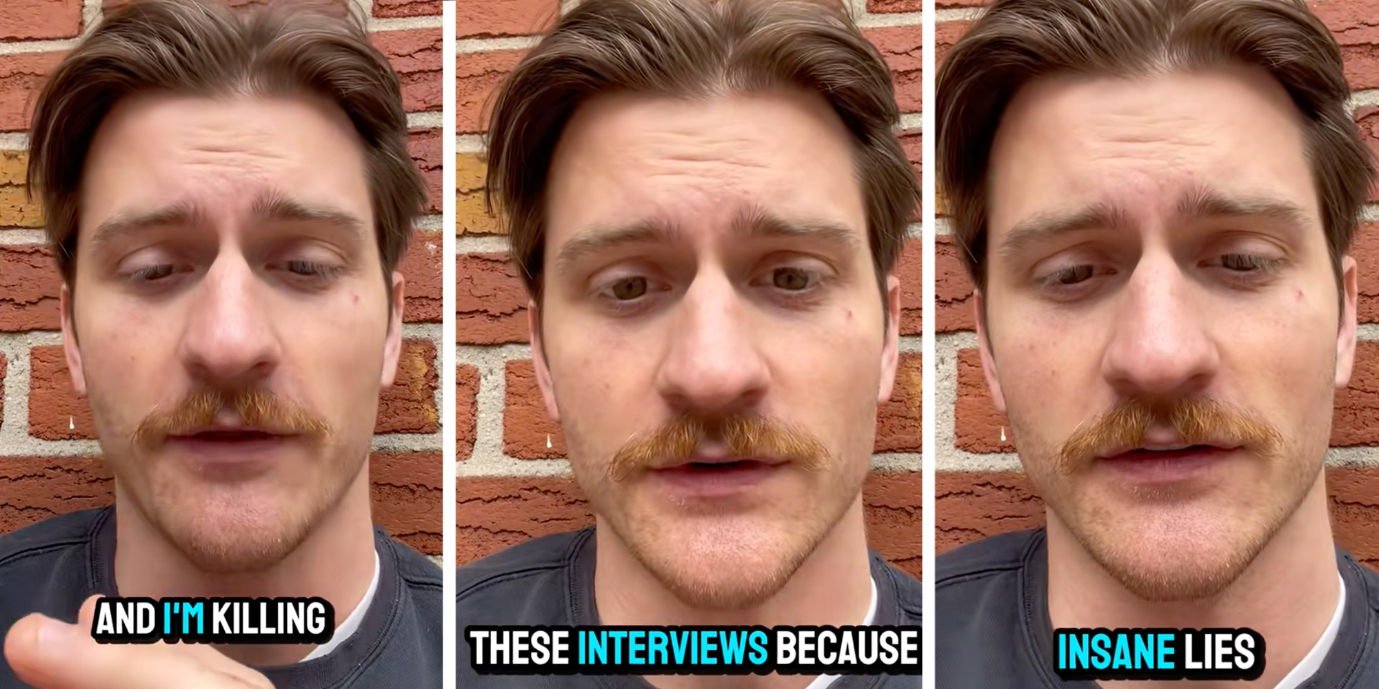 Man talking into camera about faking his resume