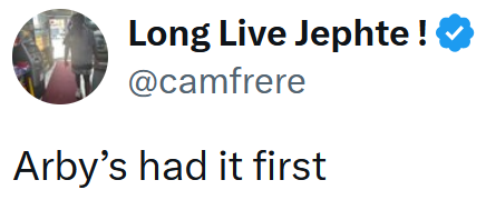 Tweet reading "Arby's had it first"