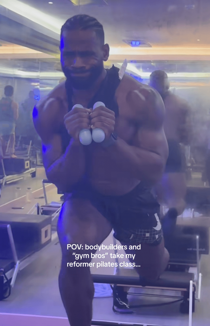 @jess_casa/TikTok POV: bodybuilders and "gym bros" take my reformer pilates class.