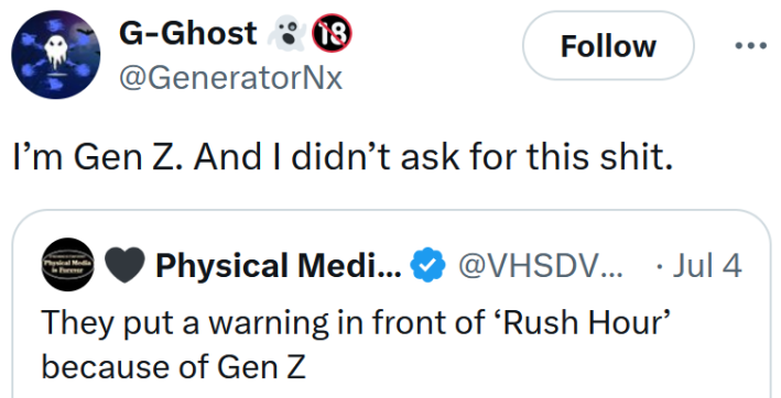 Tweet reading "I’m Gen Z. And I didn’t ask for this shit."