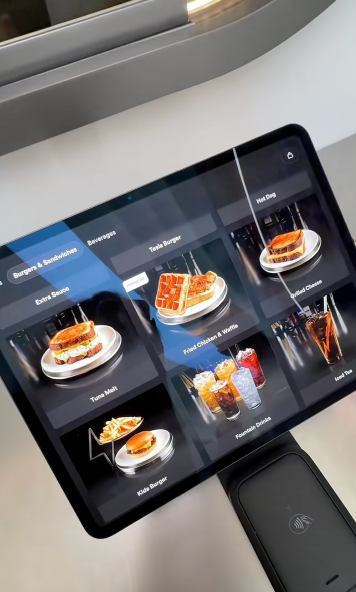 and ipad with food options on it