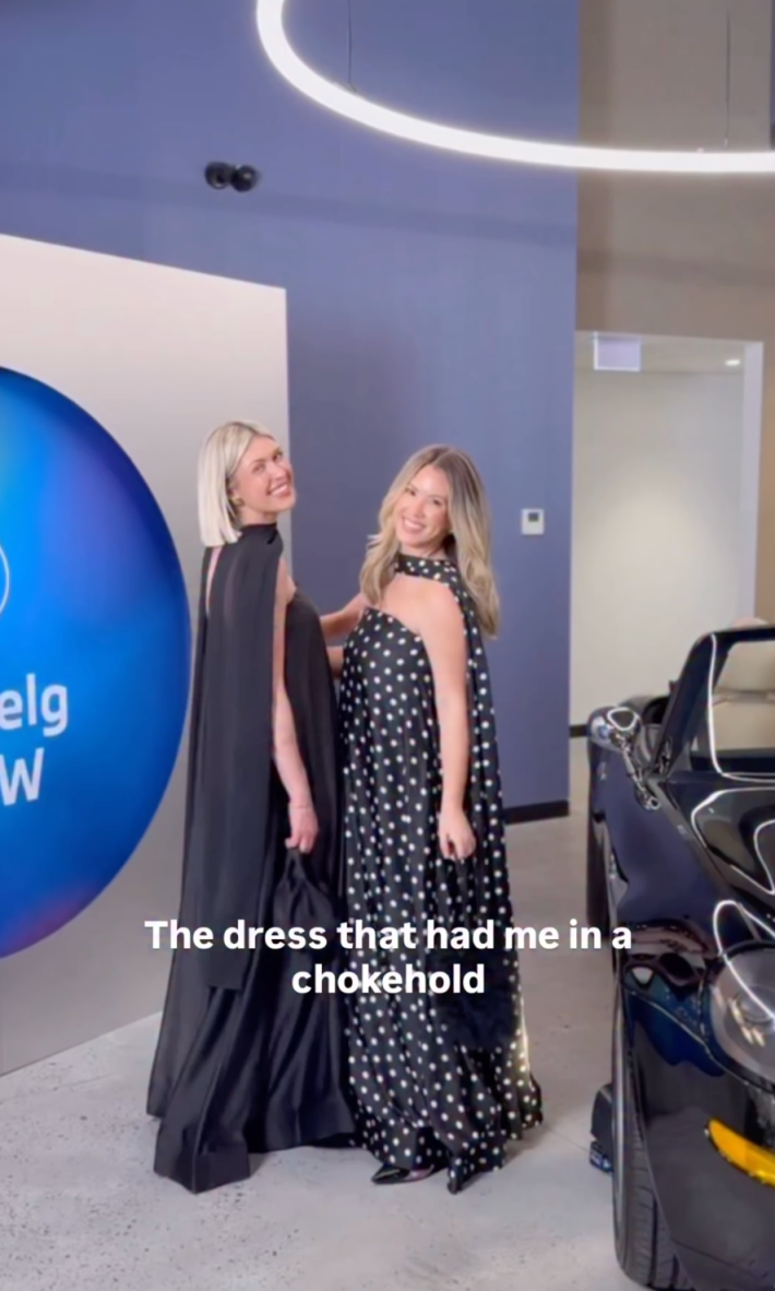 @eli__moulton/Instagram "dress that had me in a chokehold" women in long tube dresses accessorized with scarves