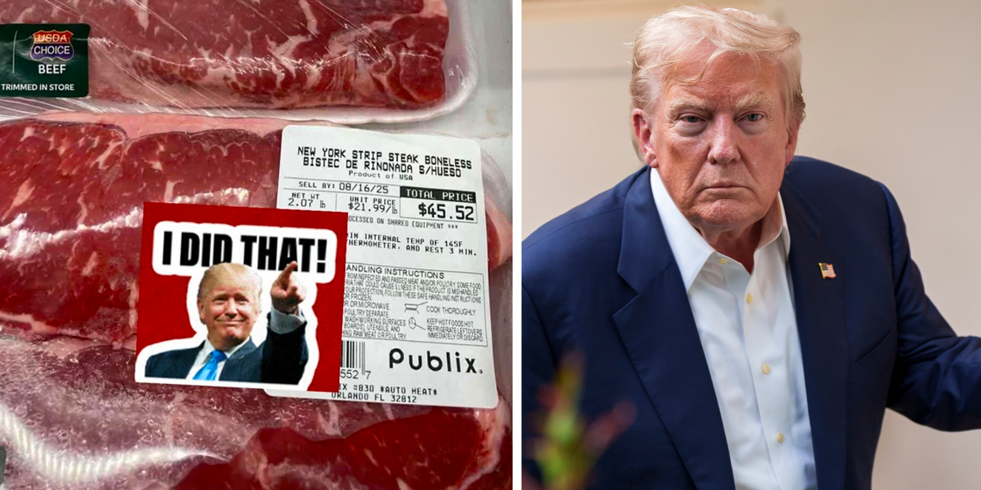 i did that donald trump sticker on strip steak