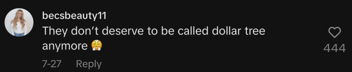 “They don’t deserve to be called Dollar Tree anymore 😤.”