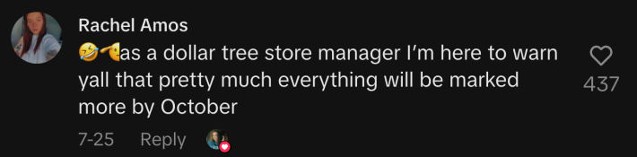 “🤣🫡 As a Dollar Tree store manager I’m here to warn y’all that pretty much everything will be marked more by October.”