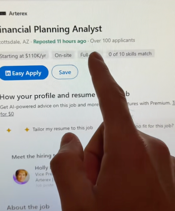 @setupspawn/TikTok screenshot of LinkedIn interface reads "over 100 applicants"