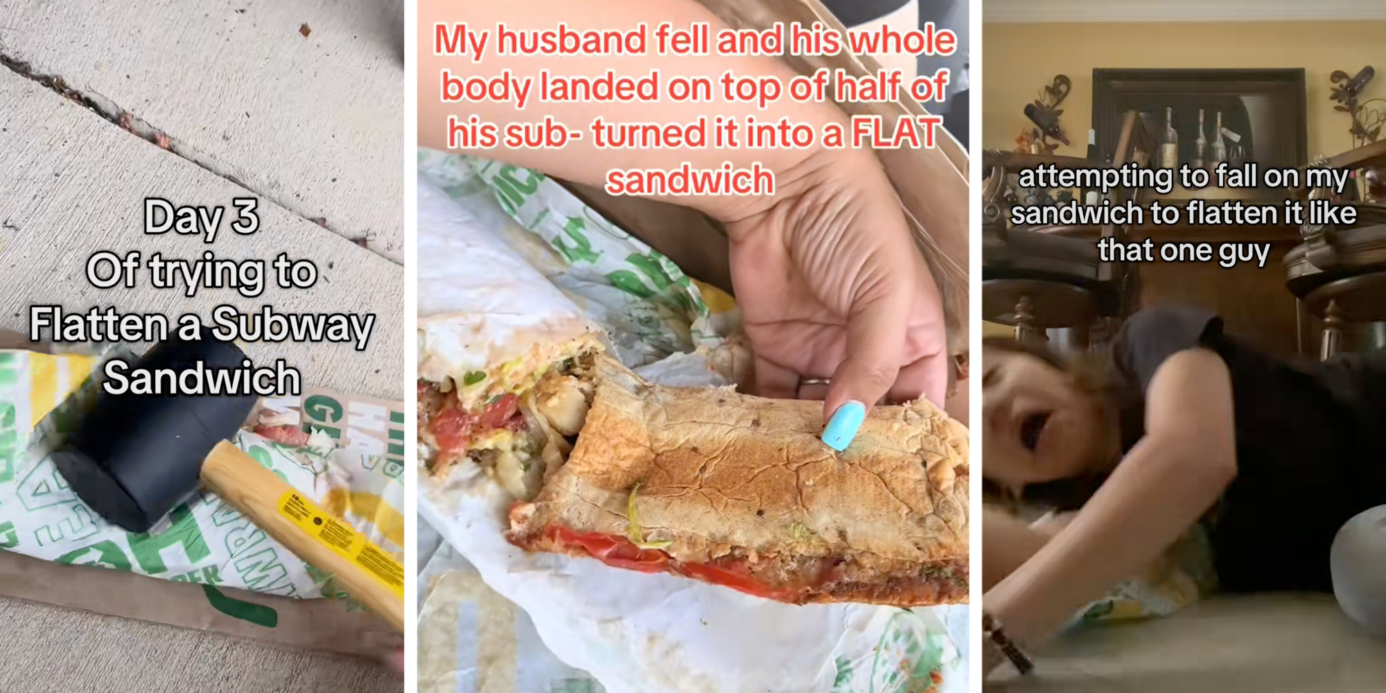 man falls on subway sandwich flattens it completely