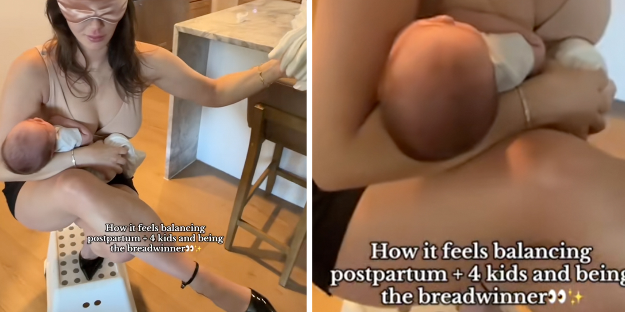 "The Secret Lives of Mormon Wives" star Mikayla Matthews balancing her newborn while doing the Nicki Minaj Stiletto Challenge